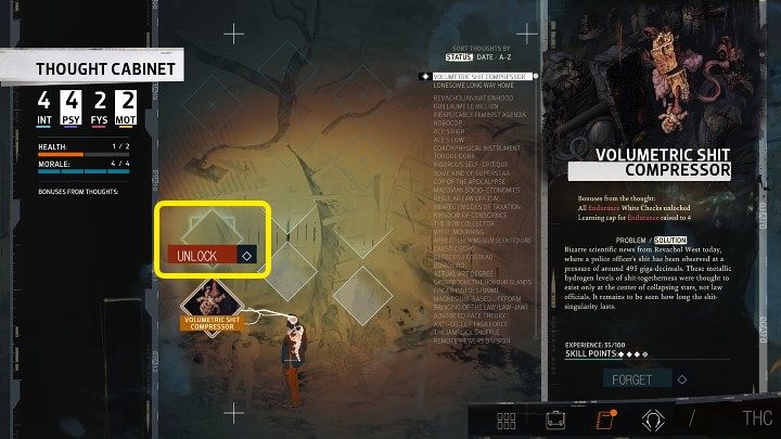 At the beginning of Disco Elysium, you have 3 slots for thoughts - Disco Elysium: Thought Cabinet - Basics - Disco Elysium Guide