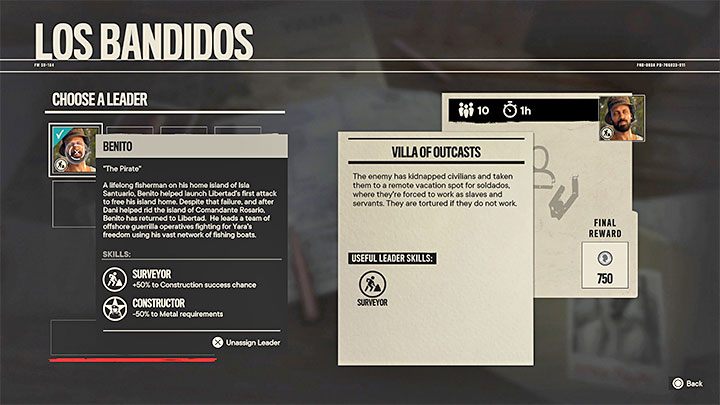 2) Suggested leader skills - Try to choose leaders according to the operations - Far Cry 6: Los Bandidos Operations - Basics - Far Cry 6 Guide