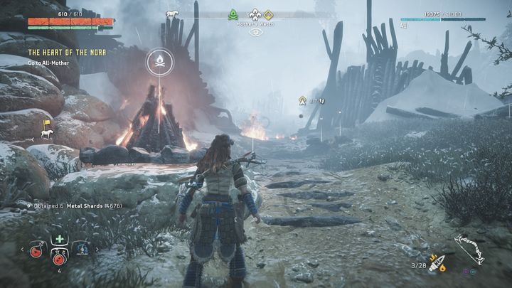 In the end, you will reach a damaged Mothers Watch palisade - Horizon Zero Dawn: The Heart of the Nora walkthrough, tips - Main Missions | Walkthrough - Horizon Zero Dawn Guide, Walkthrough