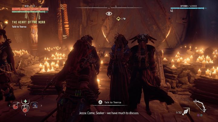 Go inside the mountain once the dialogue is over - Horizon Zero Dawn: The Heart of the Nora walkthrough, tips - Main Missions | Walkthrough - Horizon Zero Dawn Guide, Walkthrough