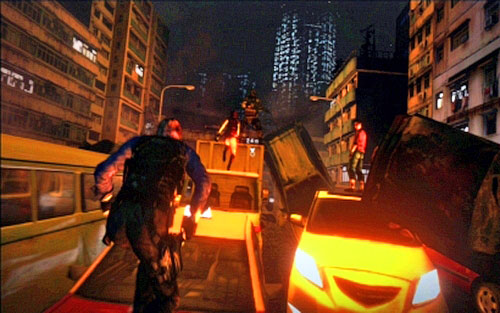 At some point a plane wreck falls down on the street - Prologue | Prologue - Prologue - Resident Evil 6 Game Guide