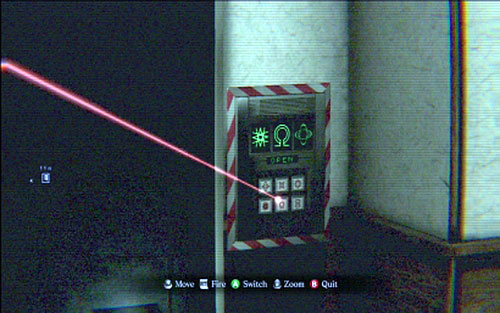 When the woman goes through the coded door (a third camera), zoom the view on a nearby panel and copy symbols opening your lock - Chapter 3 - The Laboratory | Jakes campaign - Jakes campaign - Resident Evil 6 Game Guide