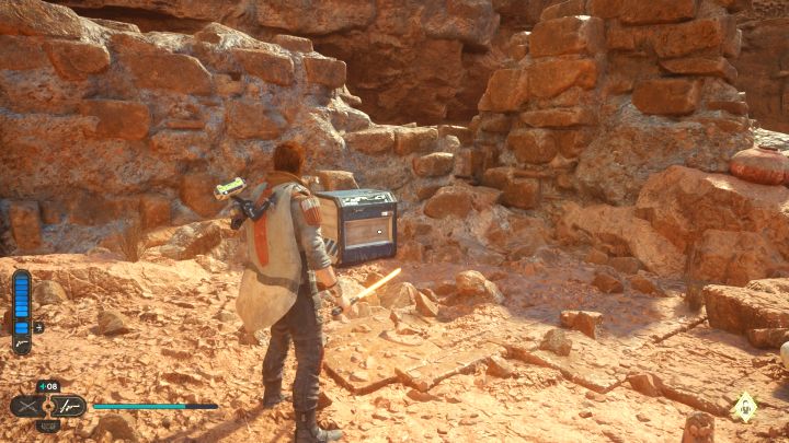 After finding the previous secret, climb up to the ledge with stormtroopers and a rope - Jedi Survivor: Path of Restoration on Jedha - list of secrets - Jedha - Star Wars Jedi Survivor guide