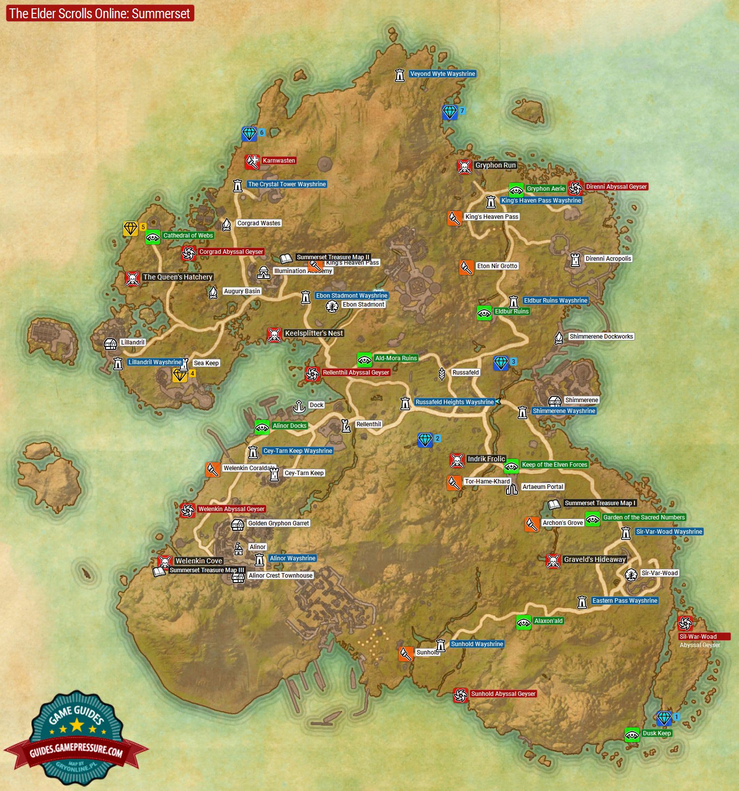Elder Scrolls Online: Summerset Map Elder Scrolls Online: Summerset Map