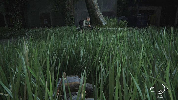 Before you start sneaking, crouch or lie down on the ground (hold Circle) Crawling will make it very difficult for opponents to locate you, but this stance limits the heroines mobility - you wont be able to defend yourself from a melee attack or perform a silent execution - The Last of Us 2: Combat and stealth guide - Basics - The Last of Us 2 Guide