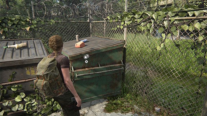 Youll find yourself in a fenced-off area with trash containers - The Last of Us 2: Tracking Lesson - collectibles, artefacts, coins - The Park - The Last of Us 2 Guide